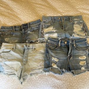Four pairs denim shorts size 4